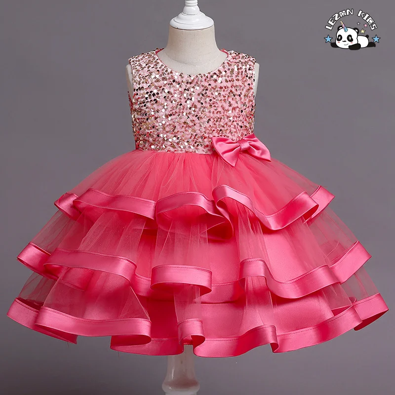 LEZONKIDS - Vestido de Criança Estilo Europeu para Meninas, Vestidos de Noiva para Crianças, Tutus para Festa de Aniversário para Meninas sem Manga